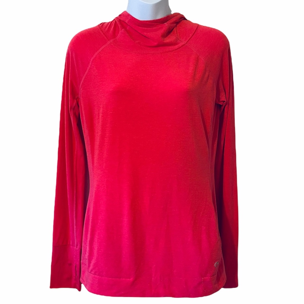 Gap Fit breathe long sleeve hood pullover pink vibration